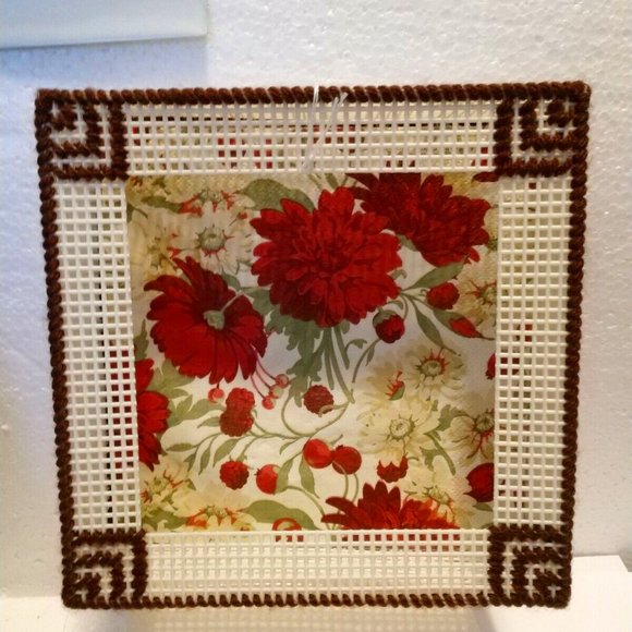 3/$15.  Napkin Holder Brown & Off-White Plastic Canvas Needlecraft - Picture 2 of 7